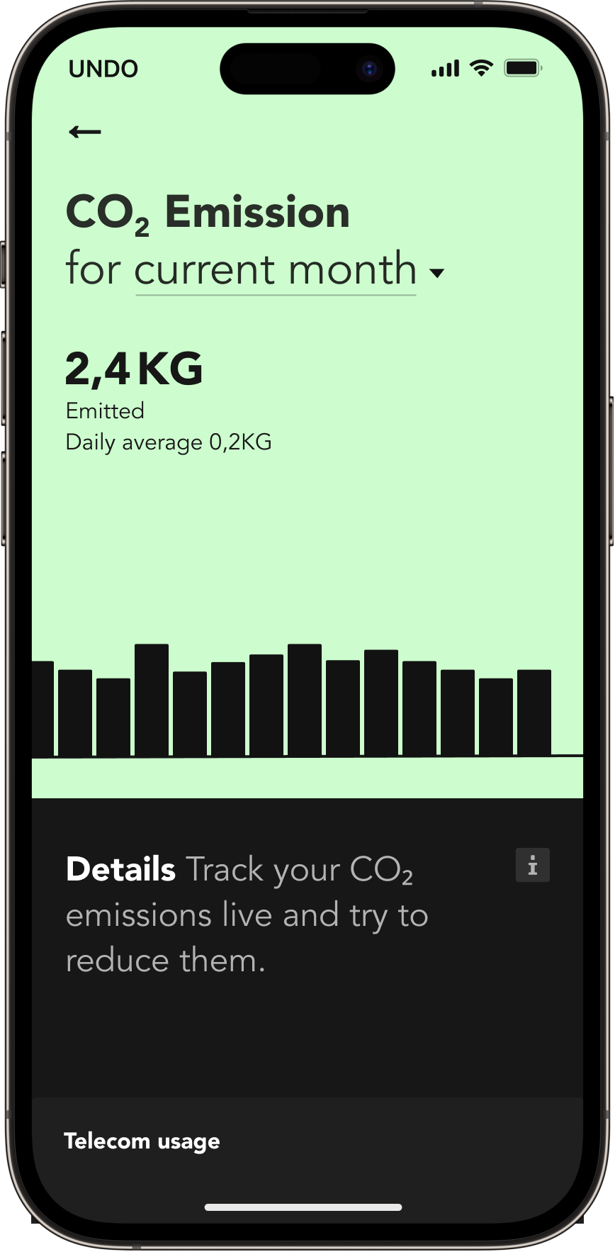 A smartphone which shows your CO2 emissions on the screen